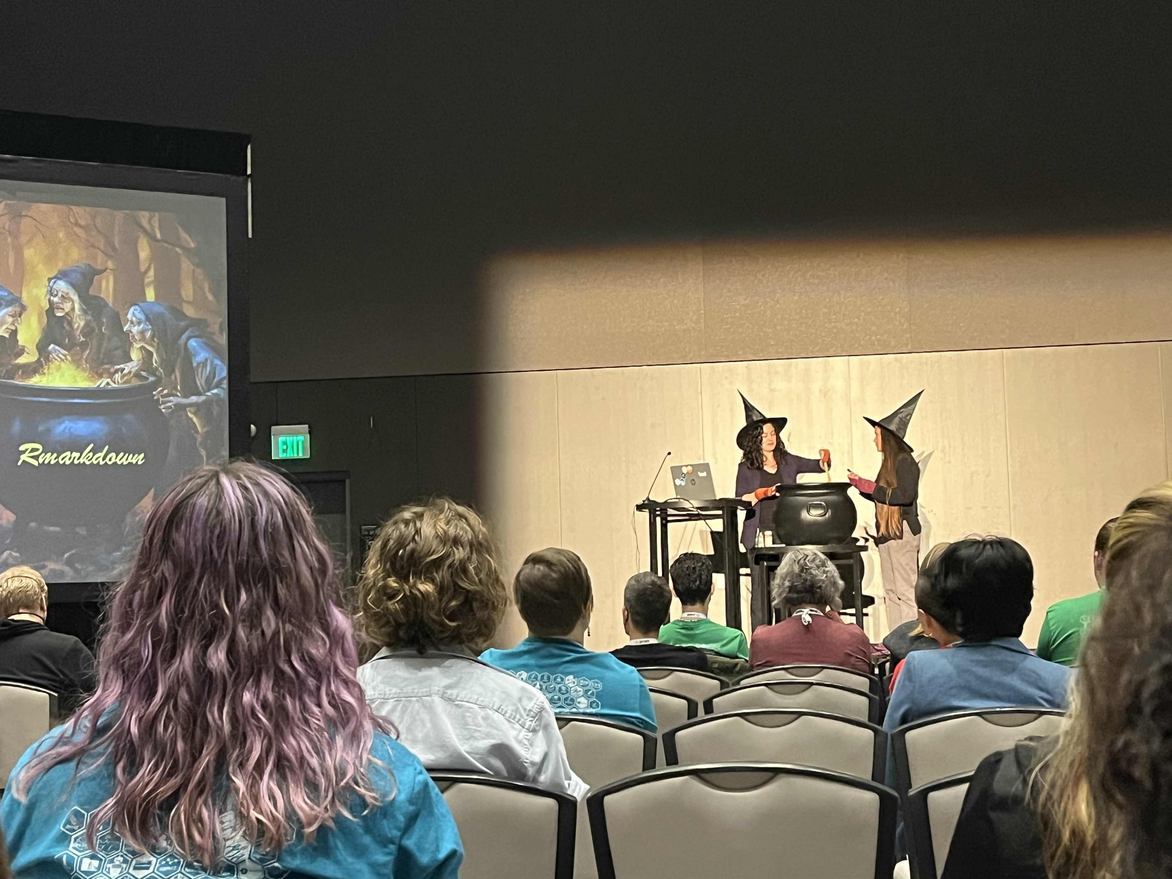 Alena Reynolds and Angie Reed demonstrating how they brew code